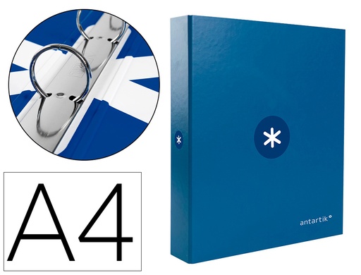 ANTARTIK - CARPETA LIDERPAPEL A4 FORRADA 4 ANILLAS 25 MM REDONDAS COLOR AZUL OSCURO (Ref.KA66)