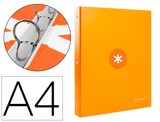 ANTARTIK - CARPETA LIDERPAPEL A4 FORRADA 4 ANILLAS 25 MM REDONDAS COLOR MOSTAZA (Ref.KA68)