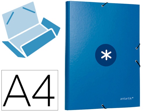 ANTARTIK - CARPETA LIDERPAPEL GOMAS A4 3 SOLAPAS CARTON FORRADO AZUL OSCURO (Ref.AW80)