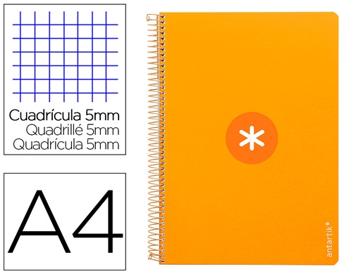 ANTARTIK - CUADERNO ESPIRAL LIDERPAPEL A4 MICRO TAPA DURA 80H 100GR CUADRO 5MM SIN BANDA4 TALADROS COLOR MOSTAZA (Ref.KB42)