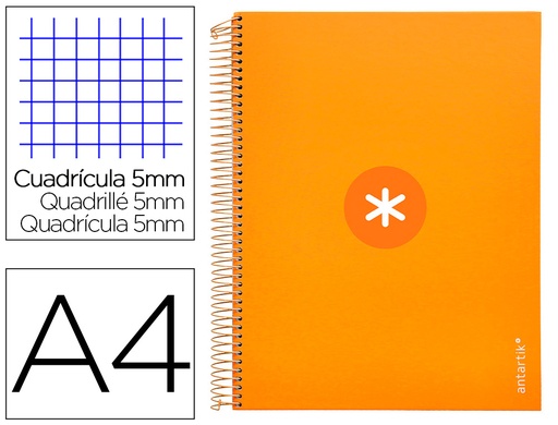 ANTARTIK - CUADERNO ESPIRAL LIDERPAPEL A4 MICRO TAPA FORRADA120H 100 GR CUADRO 5MM 5 BANDA4 TALADROS COLOR MOSTAZA (Ref.AW85)