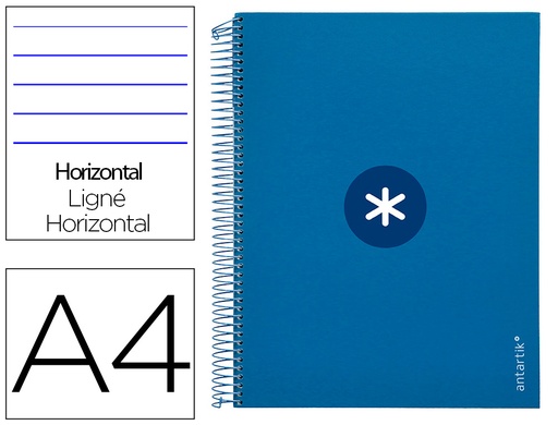 ANTARTIK - CUADERNO ESPIRAL LIDERPAPEL A4 MICRO TAPA FORRADA120H 100 GR HORIZONTAL 5 BANDA4 TALADROS COLOR AZUL OSCURO (Ref.KH02)
