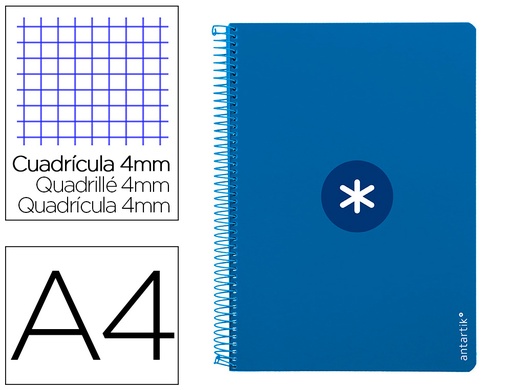 ANTARTIK - CUADERNO ESPIRAL LIDERPAPEL A4 TAPA DURA 80H 100GR CUADRO 4MM CON MARGEN COLOR AZUL OSCURO (Ref.KB38)