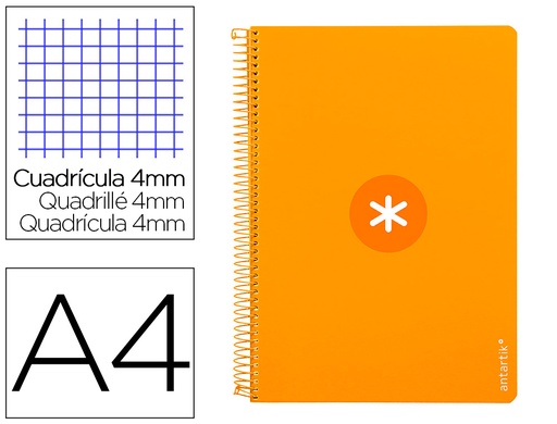ANTARTIK - CUADERNO ESPIRAL LIDERPAPEL A4 TAPA DURA 80H 100GR CUADRO 4MM CON MARGEN COLOR MOSTAZA (Ref.KB39)