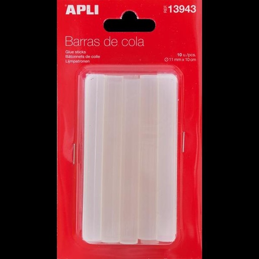 APLI - BARRAS ADHESIVAS PARA PISTOLA DE SILICONA CALIENTE 10 CM X 11MM Ø 10U (Ref.13943)