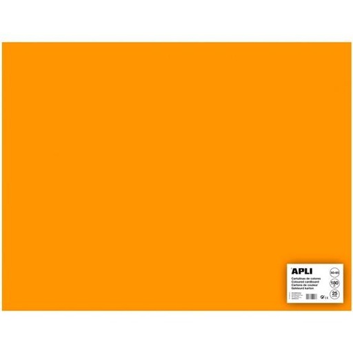APLI - CARTULINA 170G 50X65CM NARANJA FLUOR -25 HOJAS- (Ref.14276)
