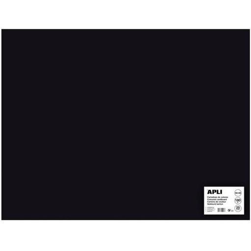 APLI - CARTULINA 170G 50X65CM NEGRO -25 HOJAS- (Ref.14279)