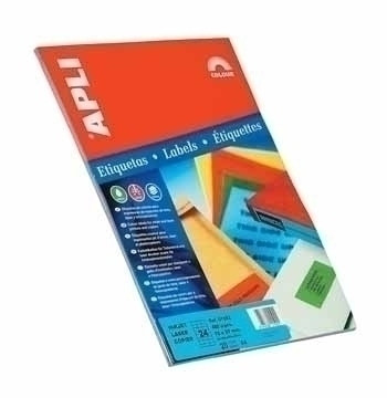 APLI - ETIQUETAS ADH.IMPR. A4 COLOR AZUL C.RECTOS BLISTER 20h 70x37 mm 480 uds.(0) (Ref.1592)