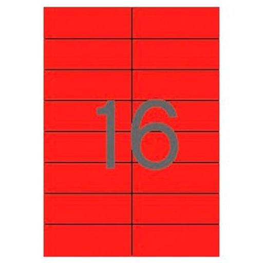 APLI - ETIQUETAS ADH.IMPR. A4 COLOR ROJO C.RECTOS BLISTER 20h 105x37 mm 320 uds.(0) (Ref.1597)