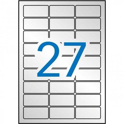 APLI - ETIQUETAS ADH.IMPR. A4 POLYESTER MATE RESISTENTE INTEMPERIE LS-CP BLISTER 20h PLATA 63,5x29,6 mm C.ROMOS 540 uds.() (Ref.10070)