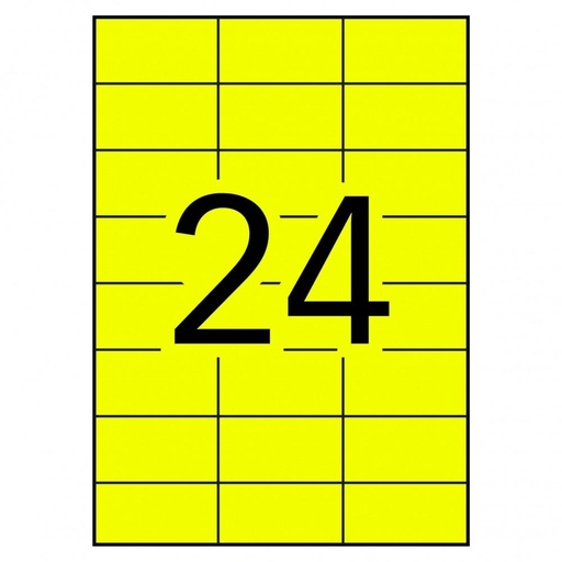 APLI - ETIQUETAS AMARILLO FLUOR PARA IMPRESORA LÁSER Y FOTOCOPIADORAS / 70X37 MM / - 100 HOJAS- (Ref.11834)