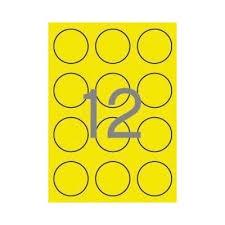 APLI - ETIQUETAS AMARILLO FLUORESCENTE PARA IMPRESORA INKJET, LÁSER Y FOTOCOPIADORAS ADHESIVO PERMANENTE / 60MM / CIRCULOS - 20 HOJAS- (Ref.2866)