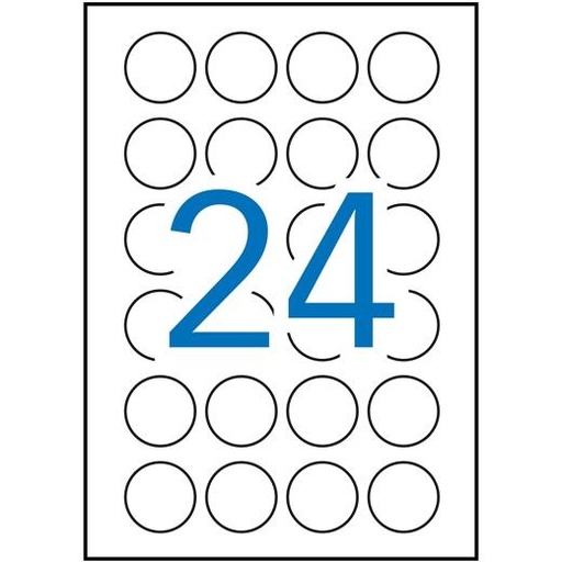 APLI - ETIQUETAS BLANCO PARA IMPRESORA INKJET, LÁSER Y FOTOCOPIADORAS / 40MM / CIRCULOS - 25 HOJAS- (Ref.13883)