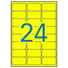 APLI - ETIQUETAS DE ADHESIVO PERMANENTE 64X33,9 MM CANTOS ROMOS AMARILLO FLUORESCENTE -20 HOJAS- (Ref.2870)