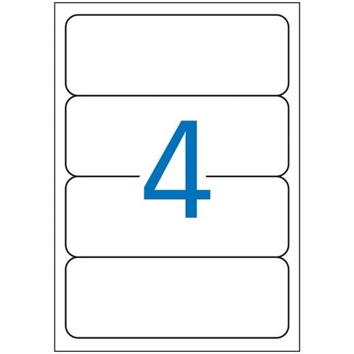 APLI - ETIQUETAS PERMANENTES PARA INKJET LÁSER Y FOTOCOPIADORAS 190X61 MM CANTOS ROMOS BLANCO -10 HOJAS- (Ref.12920)