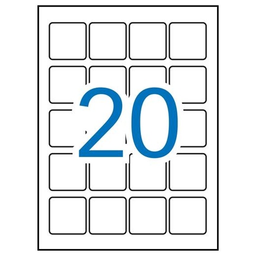 APLI - ETIQUETAS POLIESTER BLANCO PARA IMPRESORA LÁSER Y FOTOCOPIADORAS / 45X45 MM / CANTOS ROMOS - 20 HOJAS- (Ref.12847)