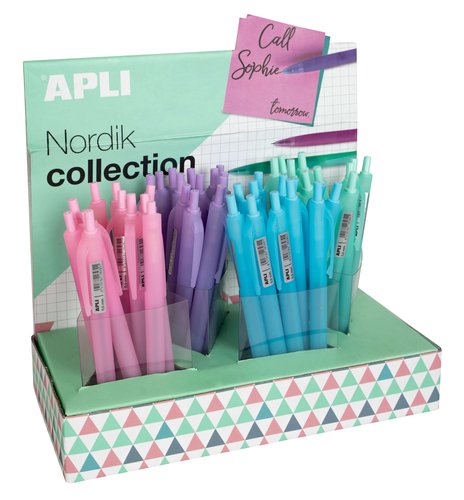 APLI - EXPOSITOR BOLÍGRAFO GEL PEN NORDIK COLLECTION TINTA AZUL COLORES SURTIDOS -60U- (Ref.18280)