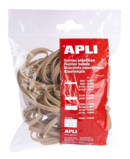 APLI - GOMA ELÁSTICA MARRÓN CAUCHO 120X2MM 100 GR. (Ref.12857)