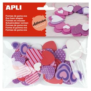 APLI - GOMA EVA FORMAS ADHESIVAS CORAZONES BOLSA de 40 (Ref.15139)