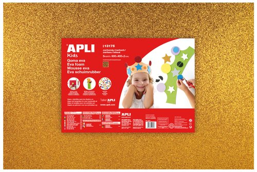 APLI - GOMA EVA HOJA 40x60 cm PURPURINA ORO PAQUETE de 3 (Ref.13175)