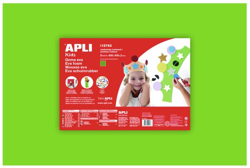 APLI - GOMA EVA HOJA 40x60 cm VERDE CLARO PAQUETE de 5 (Ref.12762)