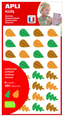 APLI - GOMETS HOJAS DE ÁRBOLES REMOVIBLES 384U 6 HOJAS C/SURTIDOS (Ref.19472)