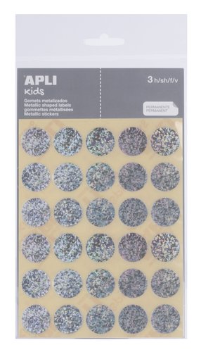 APLI - GOMETS METALIZADOS BOLSA 3h CIRCULO Ø 20 mm PLATA 90 uds. () (Ref.11809)