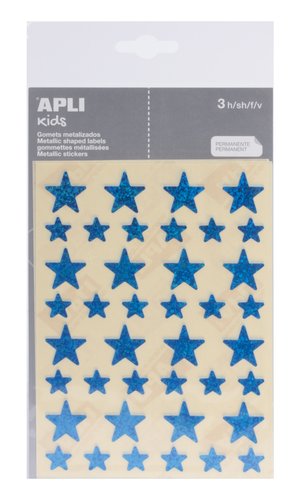 APLI - GOMETS METALIZADOS BOLSA 3h ESTRELLA surt.(GDE.y PEQ.) HOLOGRAFICA AZUL 120 uds. () (Ref.12057)