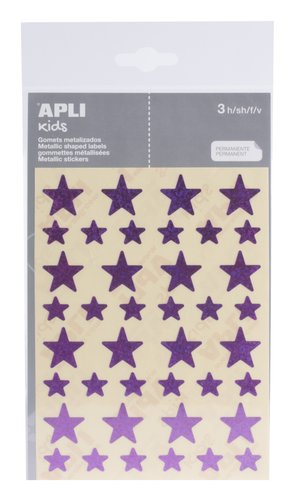 APLI - GOMETS METALIZADOS BOLSA 3h ESTRELLA surt.(GDE.y PEQ.) HOLOGRAFICA LILA 120 uds. () (Ref.12056)