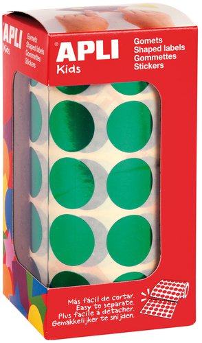 APLI - GOMETS METALIZADOS ROLLO 59h CIRCULO Ø 20 mm VERDE 1.770 uds. () (Ref.12050)