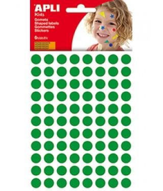 APLI - GOMETS REDONDOS 10,5MM BLISTER 6 HOJAS VERDE (Ref.13233)