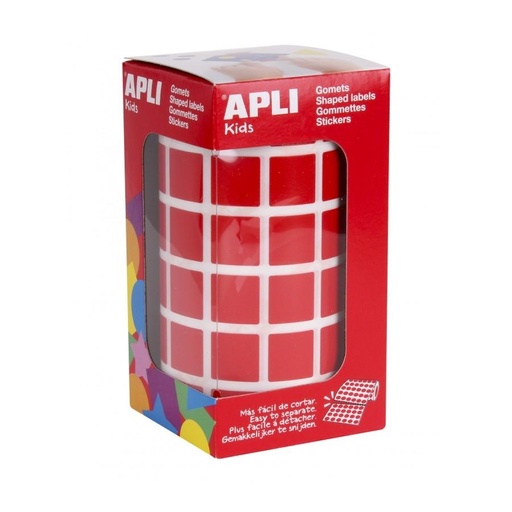 APLI - GOMETS REDONDOS 15MM ROLLO ROJO -ROLLO 2832 UNIDADES- (Ref.12477)