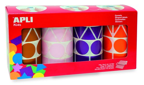 APLI - GOMETS ROLLO 59h XL FIGURAS GEOM.(CL.,TR.,CD.,RG.) 27 mm PACK 4 rollos (MR-NJ-RS-VL) 5.428 uds. () (Ref.11913)