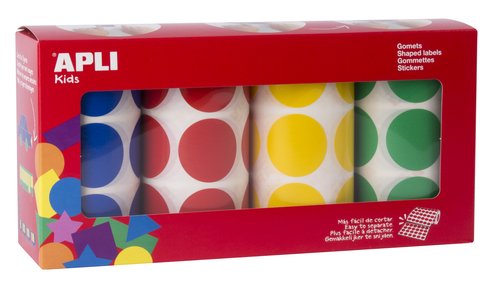 APLI - GOMETS ROLLO CIRCULO Ø 33 mm PACK DE 4 (AM-AZ-RJ-VD) () (Ref.14769)