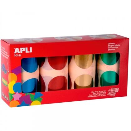 APLI - GOMETS XXL PACK 4 ROLLOS REDONDOS Y COLORES SURTIDOS METALIZADOS -5664 UNIDADES- (Ref.18303)