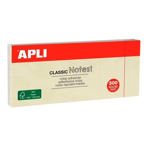 APLI - PACK 36 BLOCS NOTAS ADHESIVAS 40x50mm - CLASICAS (Ref.10977)