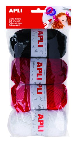 APLI - OVILLOS DE LANA 50 gr. TONOS ROJOS PACK DE 4 (Ref.14091)