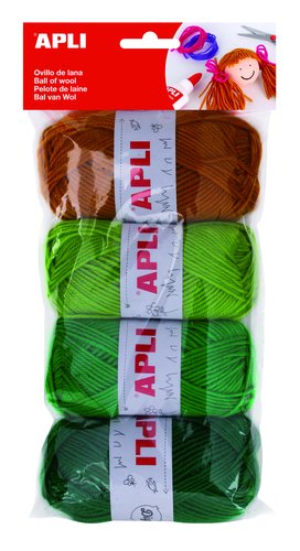 APLI - OVILLOS LANA 50 gr. TONOS VERDES PACK DE 4 (Ref.14090)