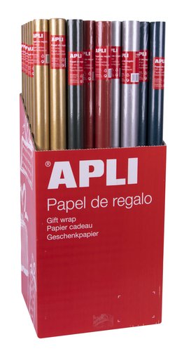 APLI - PAPEL DE REGALO KRAFT ROLLO 0,7X2M COLORES SURTIDOS -EXPOSITOR 55U- (Ref.13644)