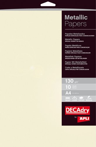 APLI - PAPEL METALIZADO A4 130g 10h CHAMPAN (Ref.11973)