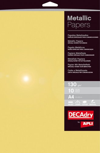 APLI - PAPEL METALIZADO A4 130g 10h ORO (Ref.11999)
