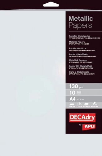 APLI - PAPEL METALIZADO A4 130g 10h PERLA (Ref.11974)