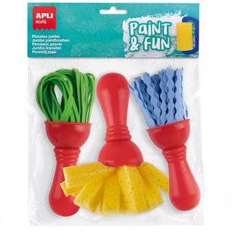 APLI - PINCELES PAINT&FUN MAXI GOMA EVA Y ESPONJA PAINT & FUN BOLSA DE 3 C/SURTIDOS (Ref.19414)