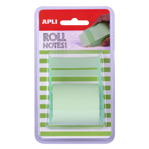 APLI - ROLLO DISPENSADOR DE NOTA ADHESIVA 50 MM X 8 M COLOR VERDE PASTEL (Ref.18191)