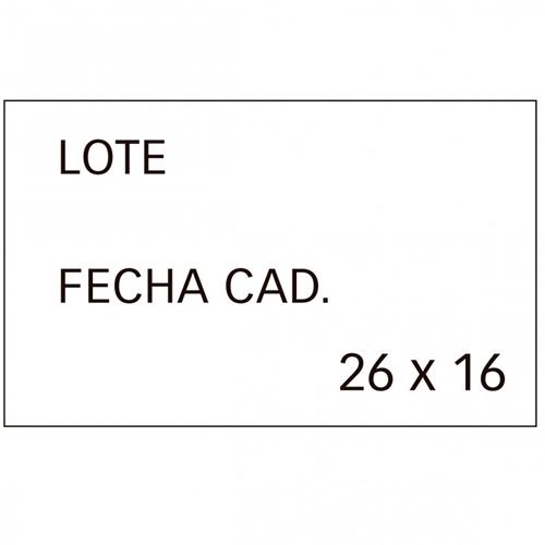 APLI - ROLLO ETIQUETAS LOTE + CADUCIDAD BLANCO PARA ETIQUETADORA MODELO 101419 Y 102365 / ADHESIVO REMOVIBLE/ 26 X 16 MM / BLANCO -6U- (Ref.101950)