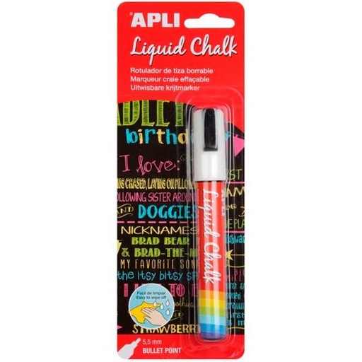 APLI - ROTULADOR TIZA LÍQUIDA PUNTA REDONDA 5,5MM BLANCO (Ref.13954)
