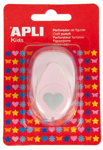 APLI - TALADRO FANTASIA 16 mm CORAZON ROSA (Ref.13068)