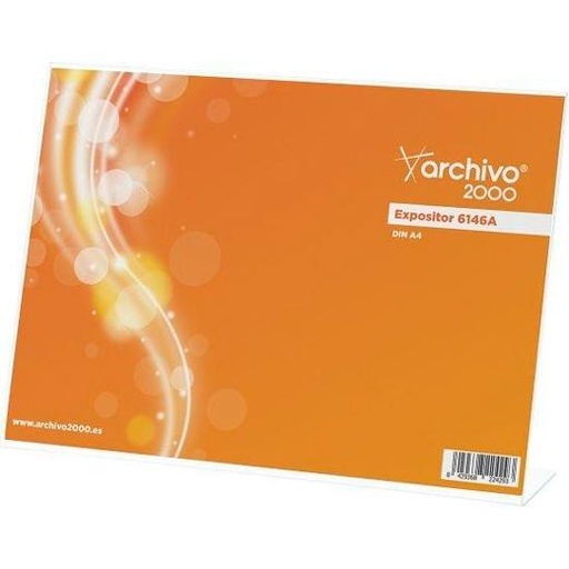 ARCHIVO 2000 - EXPOSITOR SOBREMESA "PREMIUM" EN FORMA DE L DIN A4 HORIZONTAL ESPESOR 3 MM 65X300X215 MM (Ref.6146A CS TP)