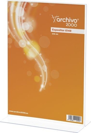 ARCHIVO 2000 - EXPOSITOR SOBREMESA "PREMIUM" EN FORMA DE T DIN A4 VERTICAL ESPESOR 3 MM 90X210X305 MM (Ref.6149 CS TP)