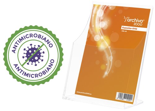 ARCHIVO 2000 - PORTAFOLLETOS A.2000 PREMIUM ANTIMICROBIANO SANITIZED A5 VERTICAL 1 COMPARTIMENTO PREMIUM CRISTAL (Ref.6142AM CS TP)